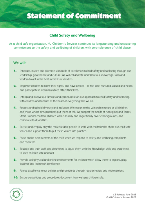 CSW Statement of Commitment to Being a Child Safe Organisation V 3